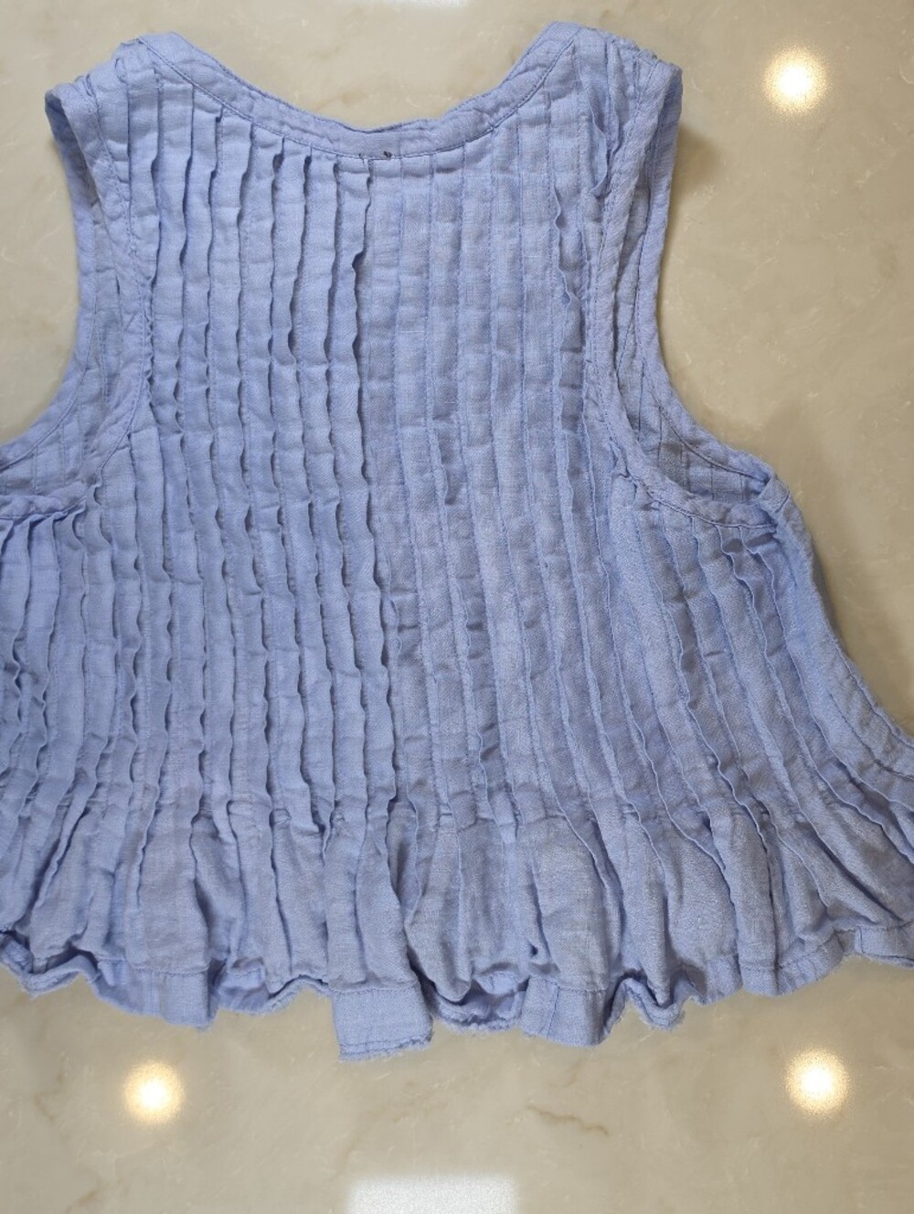 Anthropologie Lottie Sleeveless Pleated Light Blue Linen Tank - Picture 5 of 5